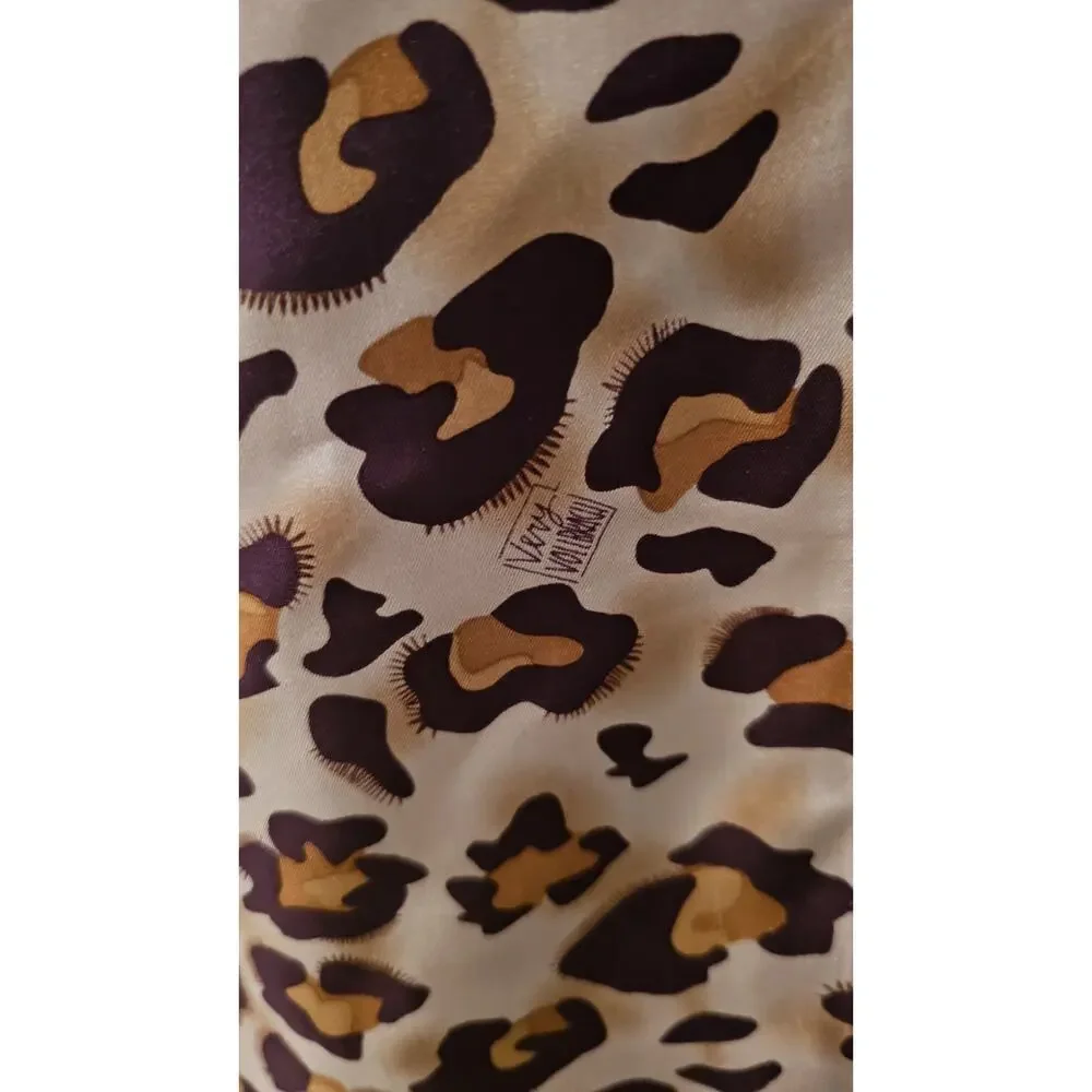 Vintage Very Vollbracht Silk Scarf Leopard Cheetah Print Long 70x12 EUC